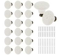Shaojian Juego de 20 Pomos de Cerámica Vintage para Puertas de Cajones y Armarios - Decorativos para Cocina, Redondos Antiguos con Tornillos, Tiradores para Muebles
