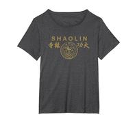 Shaolin Kung Fu Entrenamiento de Artes Marciales Camiseta, Mujer Tallas Grandes, Jaspeado Oscuro, 2XL Grande