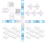 SHAOYAYAZHANG Conectores de cuerda de luces RGB de 8 mm y 4 pines para 3528 2835, ángulo de placa X 10x para tiras de luces, 20 conectores de conexión de extensión de terminal sin soldadura, adaptador