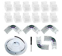 SHAOYAYAZHANG Conexiones de 2 pines/3 pines/4 pines/5 pines/6 pines, 8 mm/10 mm/12 mm, conexiones de iluminación transparentes sin soldadura, conectores de esquina con cables de extensión de 16,4 pies