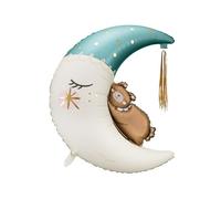 PartyDeco Globo de papel de aluminio Oso en la luna Azul 80 x 98 cm para helio o aire