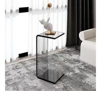 Shape - Mesa auxiliar acrílica moderna escandinava transparente para sala de estar, elegante mesa de sofá, mesa de teléfono con aspecto de cristal, diseño versátil