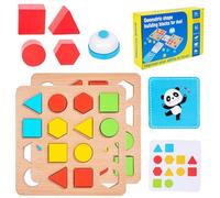 Shape Puzzle, Color Matching Toy, 9.65x6.5x1.97 Inches, Educational Learning Game, Wooden Sorting Activity for Cognitive Growth, Toddler, Kids, Classroom, Playroom, Multicolor