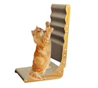 Shaped Cat Scratcher, Kitten Scratching Board, Duals Angle Nail Sharpener, Interactive Play Surfaces, Sturdy Claw Care Pad, Mental Physical Exercise for Kittens Cats, 66x38.5x25.5cm Wood