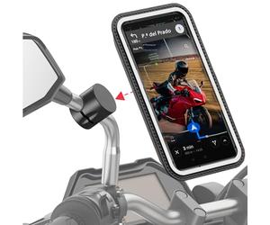 SHAPEHEART Innovación Francesa, Soporte Magnético PRO para Teléfono Scooter y Moto, Bolsa Impermeable Desmontable, Antivibración, Compatible con Cualquier Espejo Retrovisor