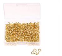 Shapenty 300PCS Mini Metal Hoop Peg Screw Eye Pin Hook for Arts & Crafts Projects, Cork Top Bottles, DIY Jewelry Making Findings, Earring Charm Bead, 10x4.5mm (Gold)