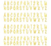 Shapenty 4 juegos de cuentas espaciadoras de aleación de metal del alfabeto A-Z para manualidades, pulseras, collares, gargantillas, llaveros, joyas, 4 piezas de cada letra, 104 piezas (dorado)