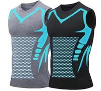 Shaper de Cuerpo de Iones para Hombre, Moldeador de Cuerpo, Chaleco de Barriga Adelgazante, Camisa de compresión térmica, Camiseta sin Mangas, Fajas,2XL, Black+Grey