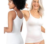 SHAPERMINT Camisetas para mujer, cuello redondo, moldeadora de cuerpo para mujer, faja moldeadora, control de abdomen, camisola sin mangas para mujer, Paquete de 2, color blanco, M