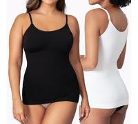 SHAPERMINT Camisetas para mujer, cuello redondo, moldeadora de cuerpo para mujer, moldeadora de abdomen, camiseta sin mangas para mujer, Paquete de 2, negro/blanco, S