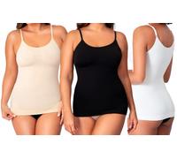 Shapermint Camisola de compresión con cuello redondo, con control de abdomen y cintura, negro, color carne, blanco, (Black/Nude/White), XXXL