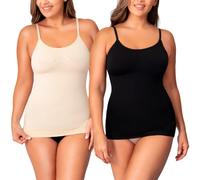 Shapermint Camisola de compresión con cuello redondo, con control de abdomen y cintura, Negro / piel, Large