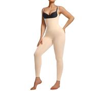 SHAPERX Body Moldeador de Pecho Abierto para Mujer - Faja Enteriza Reductora con Control de Abdomen y Cintura, Tirantes Ajustables, Body reductor Tipo Leggings, UK-SZ5802-Beige-2XL/3XL