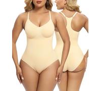 SHAPERX Body Reductor Mujer Bodies Moldeadores Bodysuit Shapewear Control de Abdomen Racerback lnvisible Posparto, UK-SZ5305-Beige-S/M