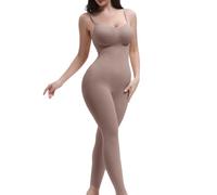 SHAPERX Body Reductor Mujer Pantalones Moldeadores - Shapewear Bodysuit con Control de Abdomen y Cintura, Lencería Moldeadora con Tirantes Ajustables, UK-SZ5809-Sienna-S/M