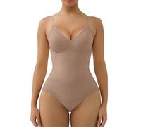 SHAPERX Body Reductor Mujer Sin Costuras Shapewear Bodysuit Control de Abdomen Faja Moldeadora con Copas Removibles, UK-SZ5433-Sienna-2XL-Plus