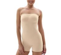 SHAPERX Body Reductor Mujer Sin Tirantes Bodies Moldeadores Adelgazante Shapewear Bodysuit Control de Abdomen Body Shaper Posparto, UK-SZ5217-Beige-S/M