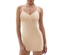 SHAPERX Shapewear Slips Faja Reductora Vestidos Moldeador Invisible Faja Vestido Body Shaper con Tirantes Regulables, UK-SZ5827-Beige-XXS/XS