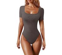 Shapewear - Body de manga corta para mujer, básico, de manga larga, para ballet, fitness, abdomen, informal, térmico, sexy, moldeador térmico, C1 Gris, S