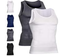Shaping Tank Men,2025 New Breathable Invisible Compression Shirts Shaper Vest for Men Build Perfect Body (2-Pcs-B,S)