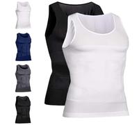 Shaping Tank Men,2025 New Breathable Invisible Compression Shirts Shaper Vest for Men Build Perfect Body (2-Pcs-A,M)