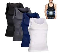 Shaping Tank Men,2025 New Breathable Invisible Compression Shirts Shaper Vest for Men Build Perfect Body (4-Pcs-A,M)