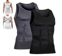 Shaping Tank Men,2025 Upgraded Compression Shirt,Shaping Sleeveless Shirts Breathable for Men Build A Toned Body (Black+Gray,XXL)