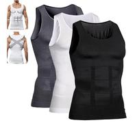 Shaping Tank Men,2025 Upgraded Compression Shirt,Shaping Sleeveless Shirts Breathable for Men Build A Toned Body (White+Black+Gray,S)
