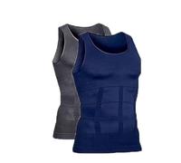 Shaping Tank Mens, Compression Shirt, Shaping Sleeveless Shirts For Men, For Men Build A Toned Body(Blue+Grey,S)