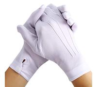 Shappy 2 pares de guantes formales blancos para hombre, guantes de uniforme de desfile para cosplay, fiesta, guardia, inspección de joyas, nailon, 10 pulgadas