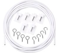 Shappy 3 Metros de Alambre de Cortina con 6 Piezas de Ganchos Autoadhesivos, 4 Pares de Ganchos y Ojos para Barras de Cortina de Red