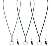 Shappy 3 Piezas Correas de Nailon para Cuello para Tarjetas de Identificación con Hebilla y Llavero Cordones Largos para Llaves Colgantes de Tarjeta de Identificación(Negro, Gris, Azul Oscuro)