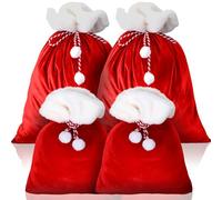 Shappy 4 bolsas de regalo extra grandes de terciopelo de Papá Noel, 35 x 28, 28 x 20 pulgadas, bolsas de regalo de Papá Noel gigantes con cordón, bolsas gigantes de Navidad, envoltura de regalo para