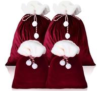 Shappy 4 bolsas de regalo extra grandes de terciopelo de Papá Noel a granel de 35 x 28 pulgadas, 28 x 20 pulgadas, bolsas de regalo de Papá Noel gigantes con cordón, bolsas gigantes de Navidad,