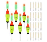 Shappy Juego de flotadores de pesca nocturna de 26 piezas, 6 flotadores iluminados, 20 palos luminosos, flotadores de pesca de peces que brillan en la oscuridad, bobarderos de primavera para pez pez