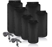 Shappy Set de 6 Bolsas Secas Impermeables Combinación de Sacos Estancos Herméticos Ligeros 20 L 15 L 10 L 8 L 5 L 3 L Correa de Hombro Ajustable Larga para Kayak Navegar Senderismo Cámping (Negro)