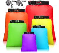 Shappy Set de 6 Bolsas Secas Impermeables Set Combinado Ligero con Sacos de 15 L, 8 L, 5 L, 4 L, 3 L, 2 L y 2 Correas de Hombro Larga Ajustable para Kayak, Canotaje (Color Mezclado)
