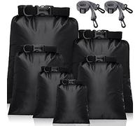 Shappy Set de 6 Bolsas Secas Impermeables Set Combinado Ligero con Sacos de 15 L, 8 L, 5 L, 4 L, 3 L, 2 L y 2 Correas de Hombro Larga Ajustable para Kayak, Rafting, Canotaje (Negro)