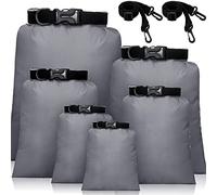 Shappy Set de Bolsas Secas Impermeables Bolsa Estanca Ligera 15 L, 8 L, 5 L, 4 L, 3 L, 2 L y 2 Correas Largas Ajustables de Hombro para Kayak Canotaje Navegación Senderismo Cámping (Gris, 6)