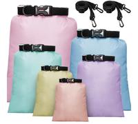 Shappy Set de Bolsas Secas Impermeables Bolsa Estanca Ligera 15 L, 8 L, 5 L, 4 L, 3 L, 2 L y 2 Correas Largas Ajustables de Hombro para Kayak Canotaje Navegación Senderismo Cámping(Macaron,6)