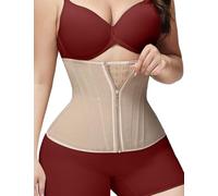 SHAPSHE - Entrenador de cintura para mujer, control de abdomen, entrenamiento, faja moldeadora de cintura posparto con gancho de cremallera, Canela, M