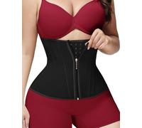 SHAPSHE - Entrenador de cintura para mujer, control de abdomen, entrenamiento, faja moldeadora de cintura posparto con gancho de cremallera, Negro, S
