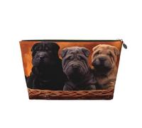 Shar Pei Cachorro Negro Perros Pequeños Cachorro Gris Mascotas, Bolsa de Maquillaje Bolsa de cosméticos Bolsa de artículos de tocador de Viaje portátil Bolsa de artículos de tocador