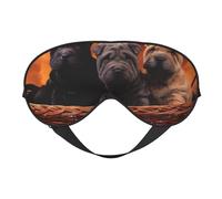 Shar Pei Cachorro Negro Perros Pequeños Cachorro Gris Mascotas, Cubreojos completos Antifaz bloqueador de luz Antifaz para dormir Antifaz suave con los ojos vendados Noche