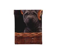 Shar Pei Cachorro Negro Perros Pequeños Cachorro Gris Mascotas, Squeeze Top Wallet Bolsa de Almacenamiento para Mujer Monedero pequeño Bolsa de Cambio