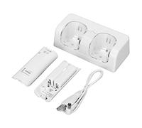 Sharainn Dock de Carga del Controlador, Cargador de Batería Remota Estable con Cable de Alimentación, Muelle Portátil de la Estación de Carga Dual para la Batería de Control Remoto del (White)