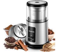 SHARDOR One Touch - Molinillo de café eléctrico, especias, hierbas, para granos de café, especias y semillas con 1 cuenco extraíble de acero inoxidable, molinillo seco, plateado