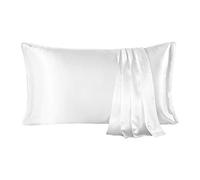 SHARE SILK Fundas de Almohada de Seda 100% Morera Natural 20 Momme, Suaves y Cuidado de la Cabello Fundas de Seda para Almohadas 1 Pieza Blanco (50 * 75cm)