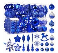 SHareconn 100 Piezas Bolas Arbol de Navidad, Adornos Bolas de Plástico Irrompibles con Cordón, Decoración Arbol de Navidad, Grandes Decoracion para Bodas, Azul