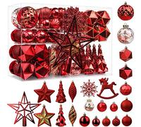 SHareconn 100 Piezas Bolas de Navidad, Bolas Navidad de Plástico Irrompibles, Decoración arbol de Navidad, Grandes Decoracion para Bodas, Rojas